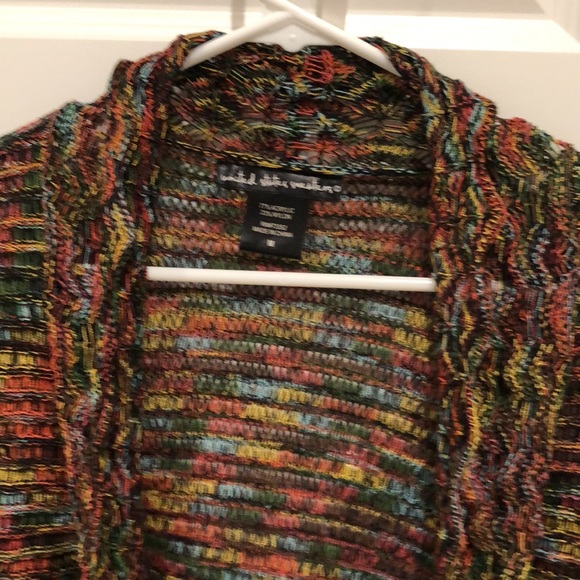 United States Sweaters  Multi  Colored Print Knit Open Cardigan Sweater Medium - Picture 2 of 12